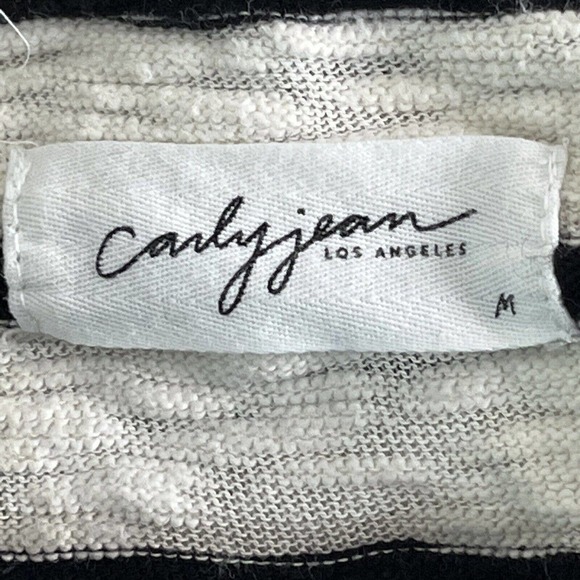 Carly Jean Size M Striped Top Pullover Textured 100% Cotton Black White - Picture 6 of 8